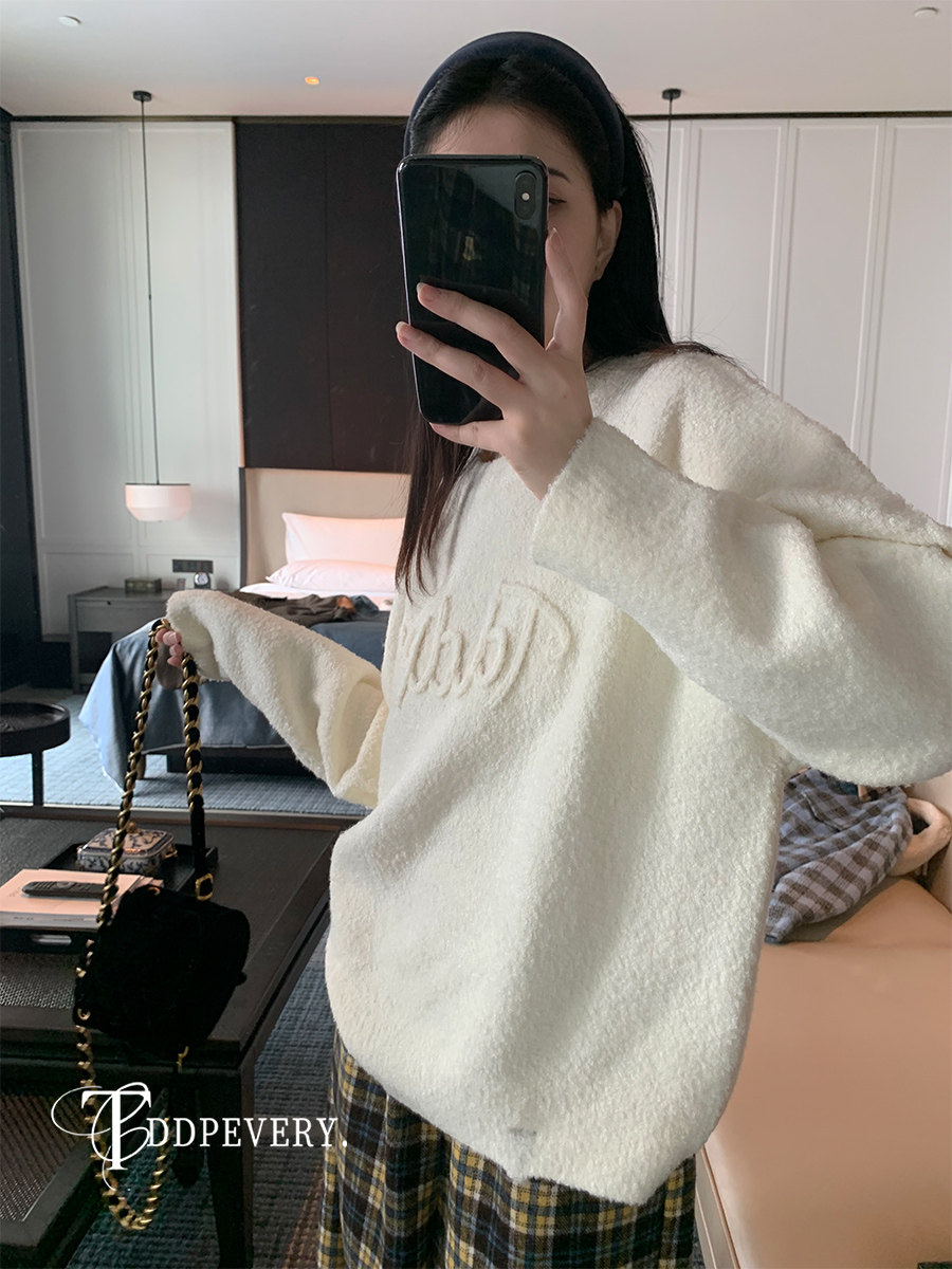 加厚打底内搭字母针织衫慵懒风