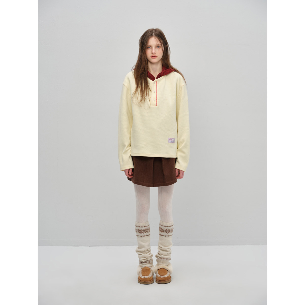 TDDP 设计感撞色打底长袖T恤女2025年新款早春内搭外穿宽松上衣