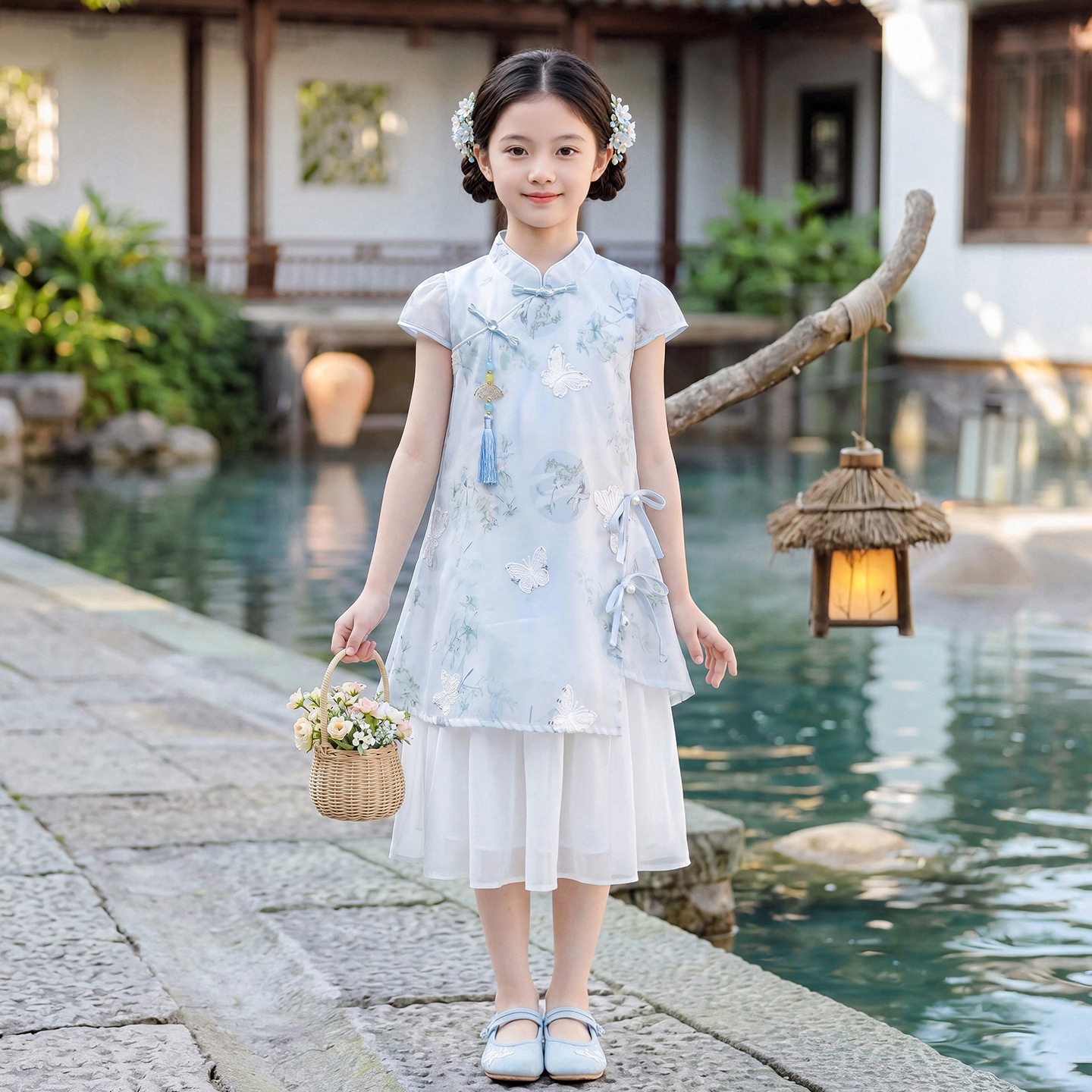 姐妹闺蜜装女童新中式国风连衣裙