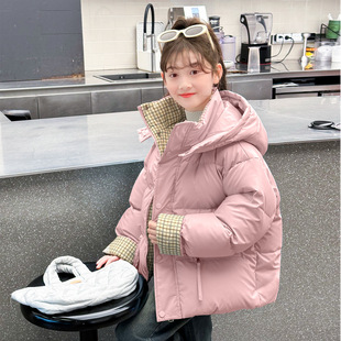 女童加绒加厚羽绒棉服女孩亮面免洗耐脏棉衣外套中大童超好看棉袄