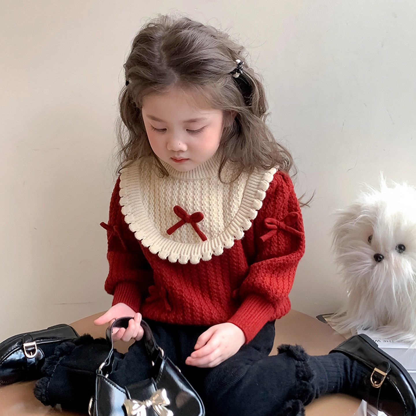 儿童中高领毛线衣纯棉小公主毛衣秋冬加厚女宝宝针织衫内搭打底衫