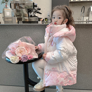 女宝宝中长款羽绒服冰雪奇缘爱莎公主加厚棉袄女童白鸭绒衣服外套