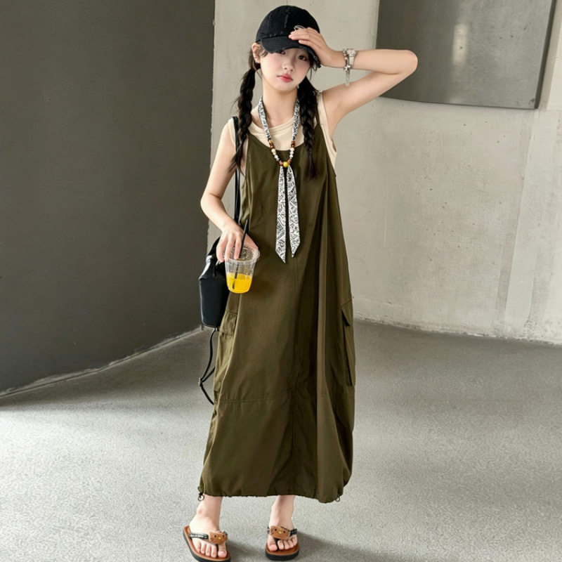 女大童夏季背带裙套装休闲两件套