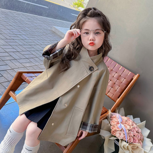 女宝宝英伦风风衣中长款外套大衣