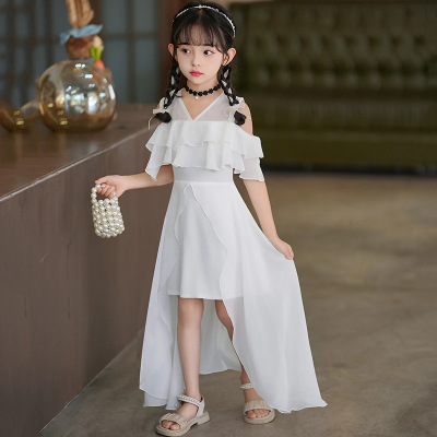 女童前短后长连衣裙儿童燕子尾裙