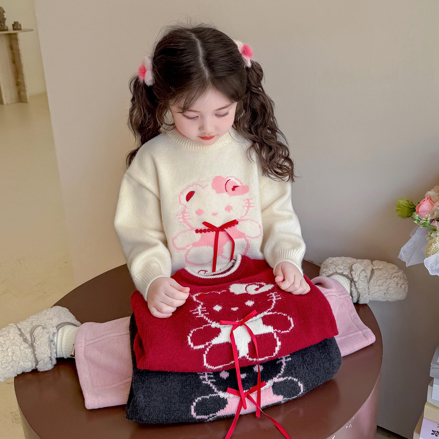 女童打底衫2025新款冬加厚纯棉儿童半高领毛衣女宝宝针织毛线衣服