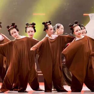 李大脑门新款有腿泥娃娃表演出服快乐的小泥巴儿童弹力被套舞蹈服