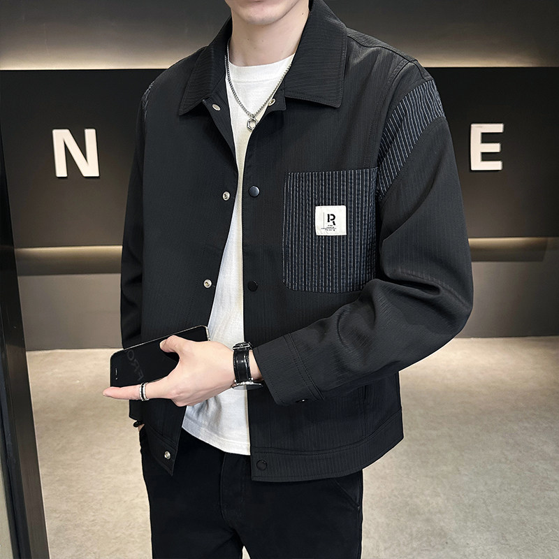 春秋季潮牌拼接外套男韩版