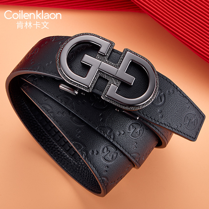 正品自动扣男士皮带真皮高档礼物