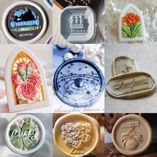 火漆印章浮雕星空章头君子兰康乃馨小可爱猫咪异形Lucky铜头邮票