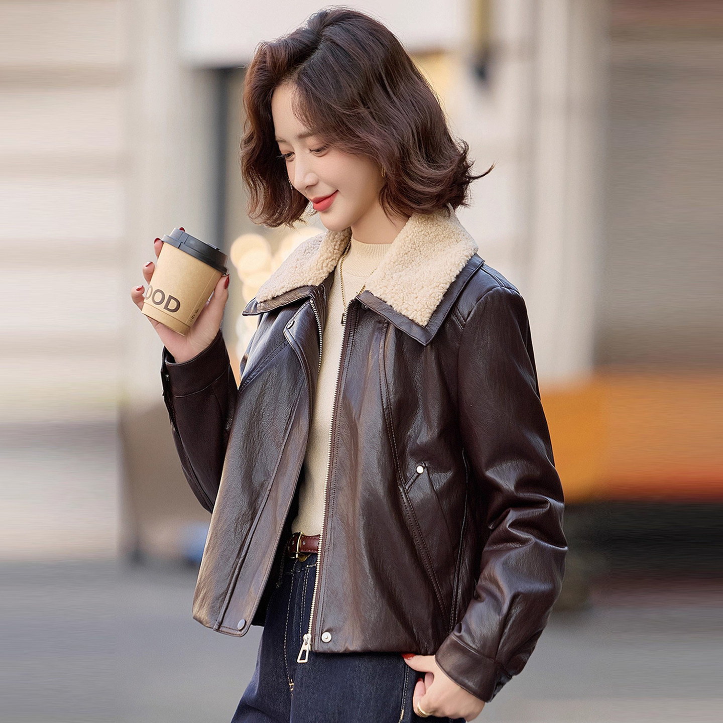 高端洋气90绒真皮衣羽绒服外套