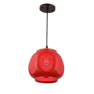 红灯笼红色阳台灯笼灯过道玄关吊灯门厅走道灯中式陶瓷小吊灯笼