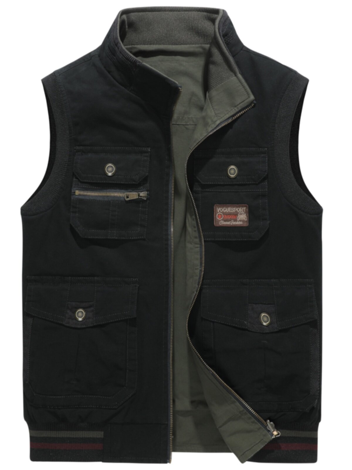 REVERSIBLE VEST MENS SPRING AND AUTUMN COTTON MULTI-POCKET OUTDOOR MENS HORSE JACKET VEST LOOSE LARGE SIZE SHOULDER JACKET
