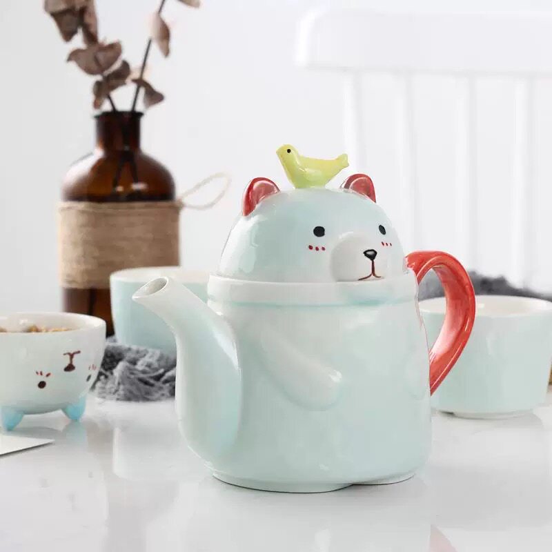 特价陶瓷茶壶套装创意卡通马克杯五件套茶具咖啡水壶一壶四杯