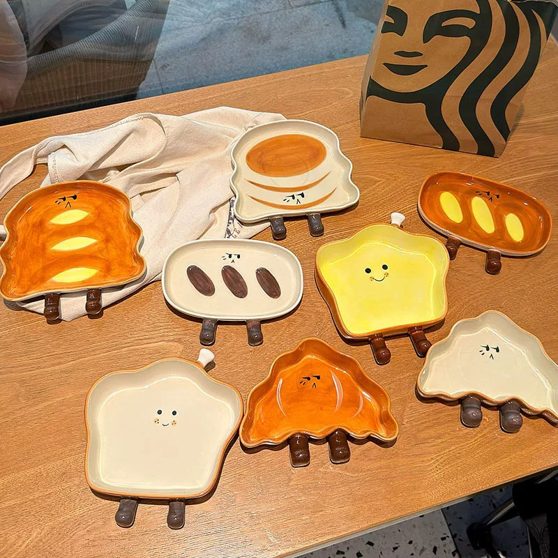可爱面包陶瓷盘子釉下彩家用菜盘小吃盘精致下午茶点心盘,餐饮具,碗,淘宝优惠券,粉丝福利购,淘宝优惠卷