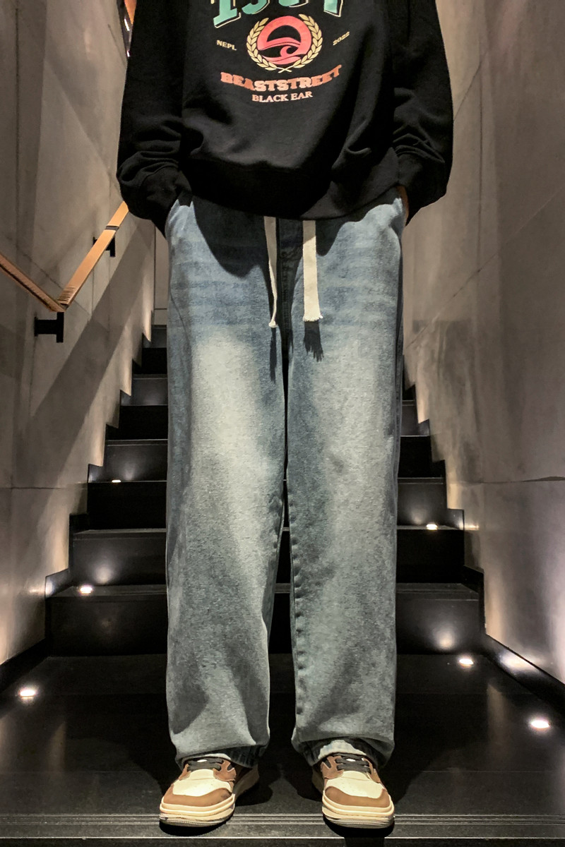 复古牛仔裤男潮牌ins直筒宽松长裤D321NK103P45,男装牛仔裤,电商D321A
