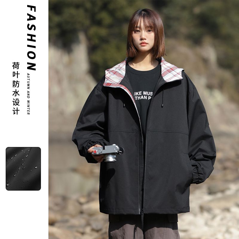 春秋新品撞色连帽夹克男女款潮牌ins青少年帅气外套J6093-特P70,男装夹克,电商D321A