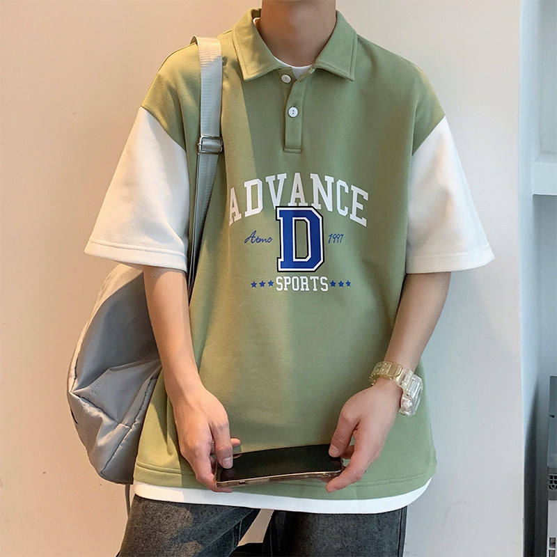 D321PL609P45假两件polo衫男夏季薄款翻领短袖T恤,男装Polo衫,电商D321A