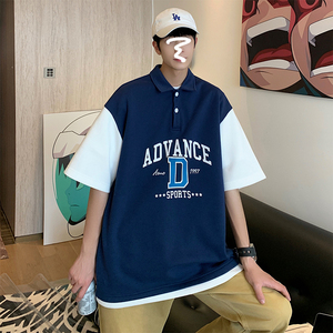 D321 PL609 P45 假两件polo衫男夏季薄款翻领短袖T恤图片