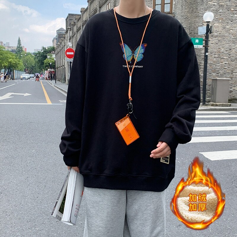 2021加绒卫衣圆领男士新款韩版秋季新款潮流长袖W006,男装卫衣,电商D321A