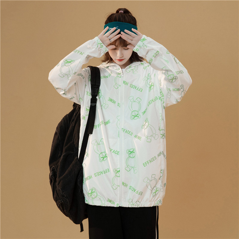 D321F1058P50夏季小熊印花防嗮外套户外运动防晒衣时尚防嗮服,男装夹克,电商D321A