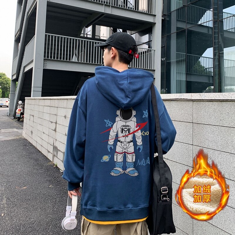 2020冬季新款连帽加绒加厚休闲卫衣男青少年外套潮W013,男装卫衣,电商D321A