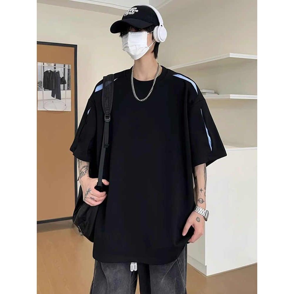 韩版纯色基础款百搭圆领T恤衫W134-P45,男装T恤,电商D321A