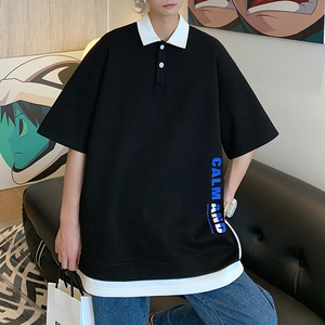 D321 PL608 P45 夏季假两件polo衫短袖男韩版宽松五分袖图片