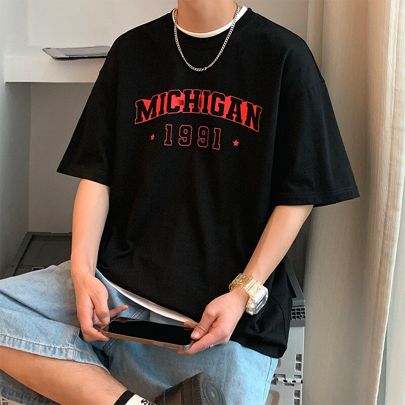 2022夏季情侣装纯棉短袖t恤宽松衣服ins潮流半袖潮牌T043P30,男装T恤,电商D321A