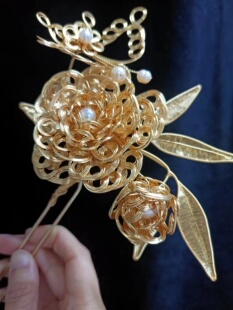 扶苏里原创掐丝结合绕线牡丹大花钗汉服古装旗袍头饰