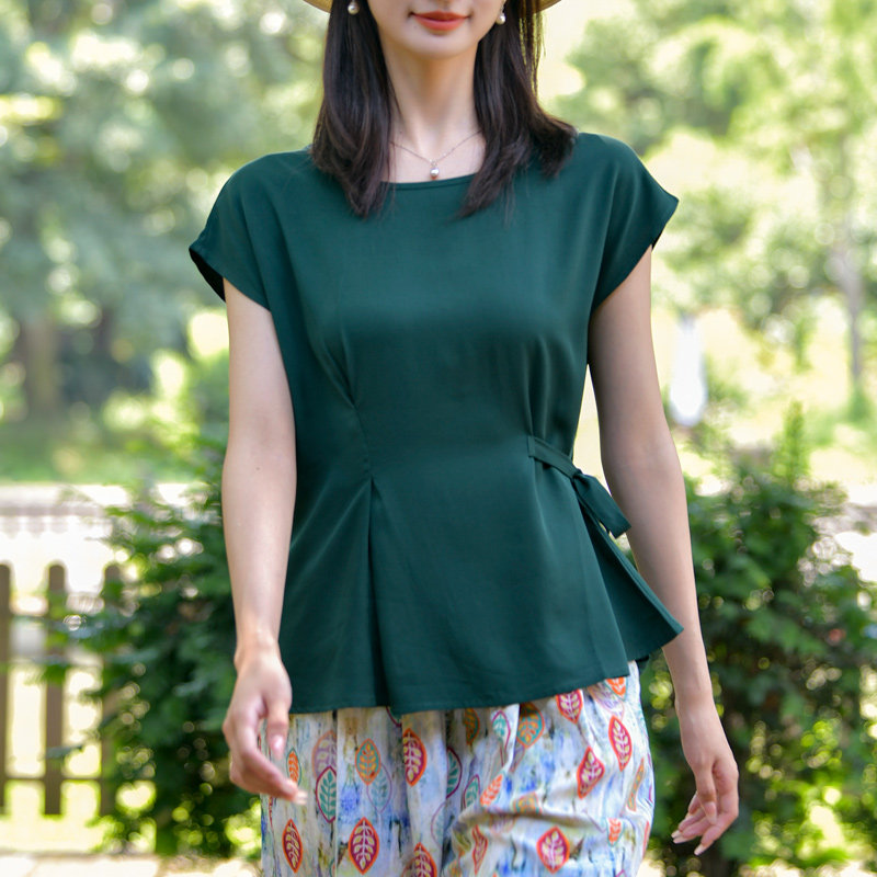2024夏季新款棉绸上衣女款时尚洋气人造棉绵绸修身显瘦短袖t恤衫