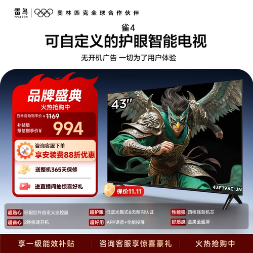 TCL雷鸟电视雀4 43英寸高清低蓝光液晶平板智能电视机国家补贴55