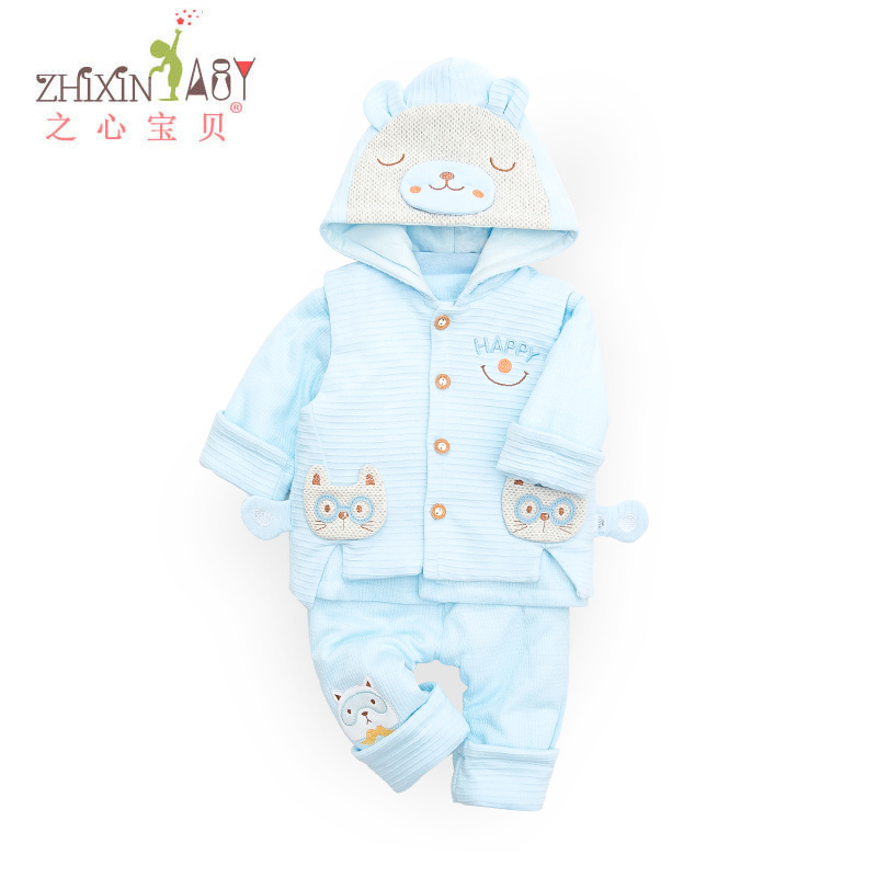 嬰兒棉衣秋冬薄棉襖男女寶寶三件套裝新生兒潮款衣服幼兒外出服