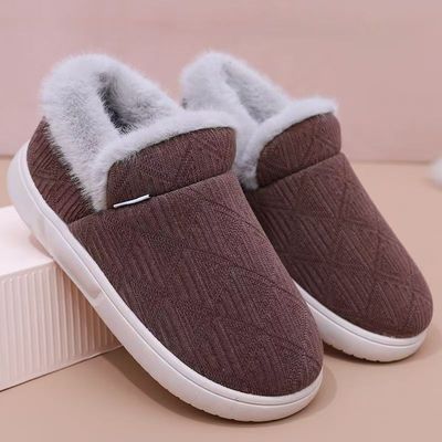 冬季棉拖鞋男包跟老北京居家加绒保暖宽脚肥脚老人爸爸鞋防滑软底