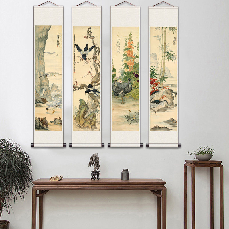 刘奎龄条幅花鸟挂画家具
