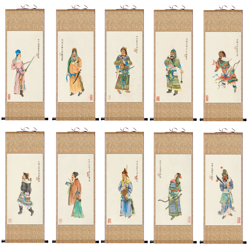 国画水浒传清代字画水浒108将人物字画卷轴画国画武松打虎茶楼挂