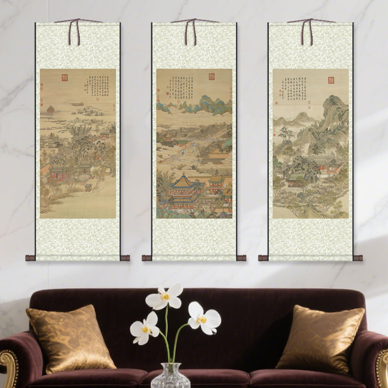 十二禁御图丝绢画名家字画卷轴画装饰玄关茶楼挂画定制酒店茶楼画