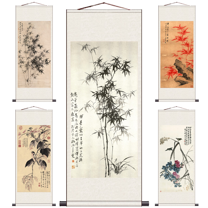 条幅丝绸名家风酒店定制竹子画