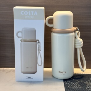 COSTA奶咖白色保温杯咖16不锈钢带提绳杯盖咖啡杯高颜值尊贵500ml