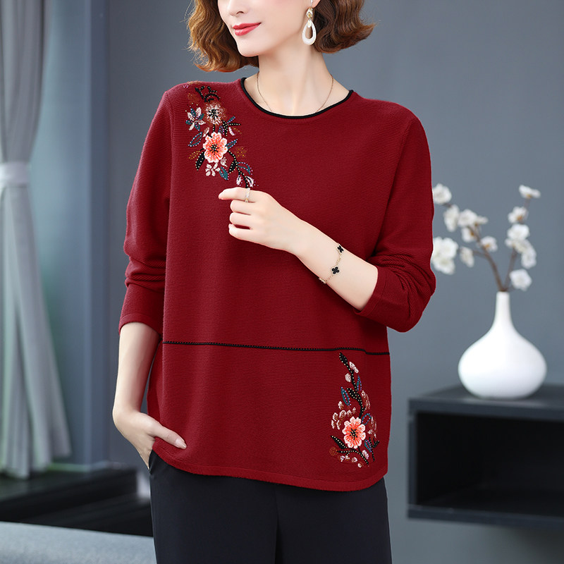 妈妈春秋遮肚子毛衣中长款加肥加大码200斤中老年女装宽松连衣裙