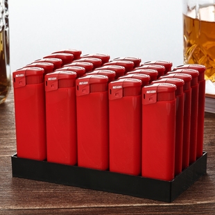 新海正品 8025定制广告打火机一次性电子明火纯红防爆加厚机壳