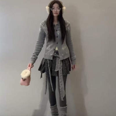 现货/文艺复古碎花拼接短裙高腰显瘦小个子百褶A字裙设计感半身裙