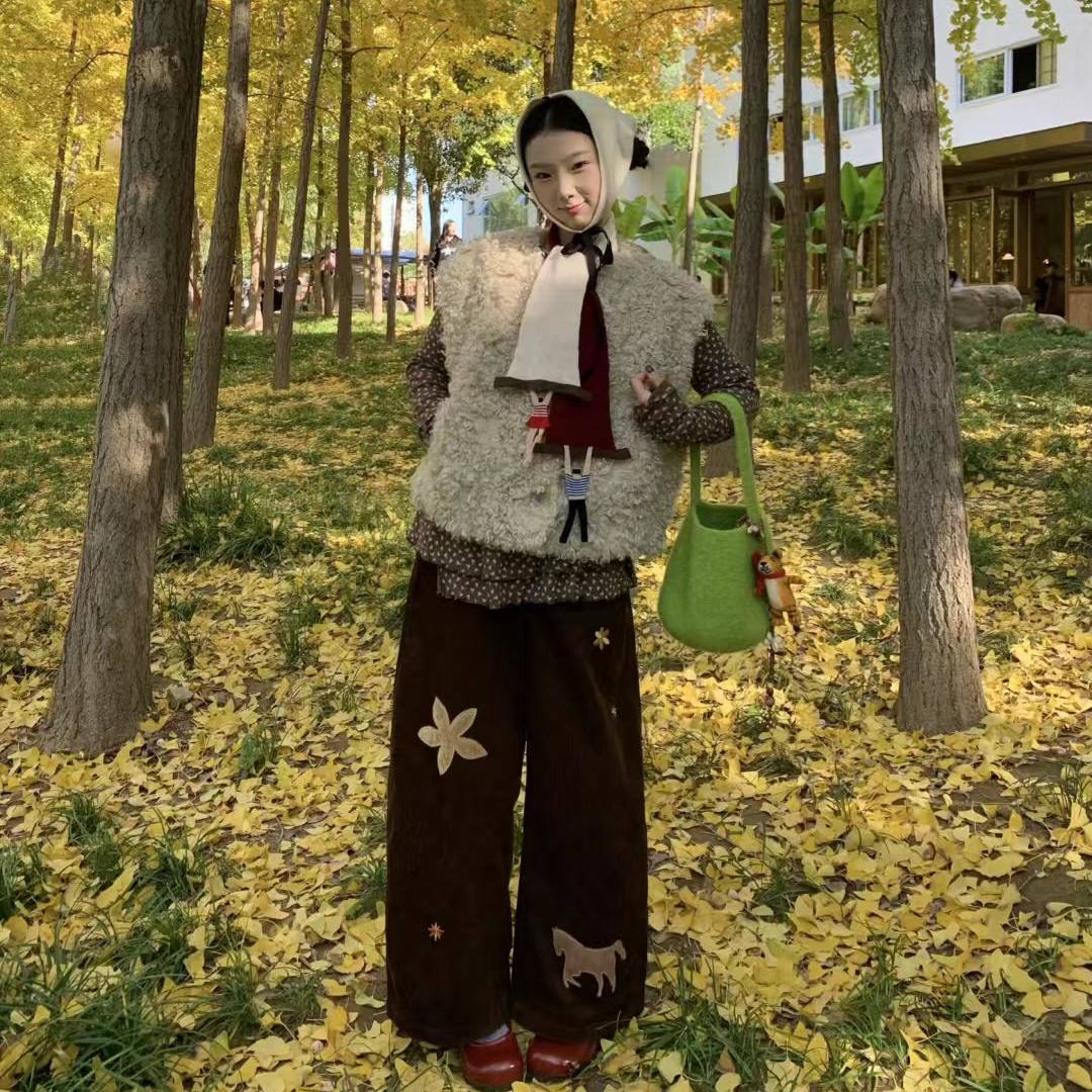 现货/卷毛马夹羊羔毛背心少女秋冬ins百搭坎肩马甲慵懒小众打底衫