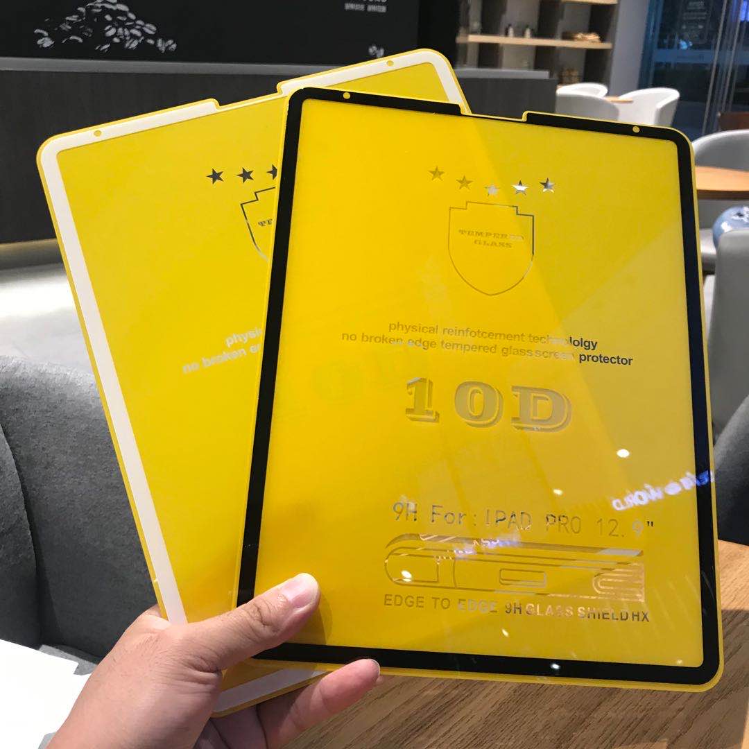 新款12.9ipad全屏硬边改色钢化膜11寸iPad黑色白色光面防爆贴膜彩