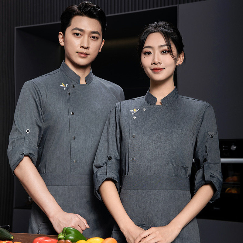 餐饮厨师工作服长袖秋冬款男高端酒店酒楼饭店后厨厨师服印绣logo