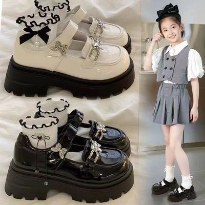 儿童小皮鞋春秋款2025新款女童公主鞋洋气百搭英伦风中大童jk单鞋