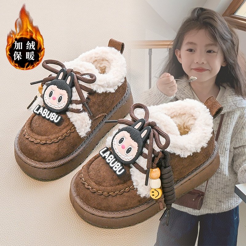 女童勃肯棉鞋加绒保暖2025新款冬季儿童雪地靴拉布布时尚加厚棉靴