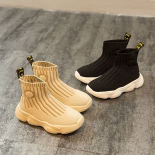 针织宝宝休闲鞋 女童袜子鞋 新款 2019春季 子男童短靴 儿童弹力运动鞋