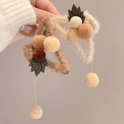 樱桃毛绒抓夹大号女秋冬毛毛发夹后脑勺感毛茸茸发卡鲨鱼夹子