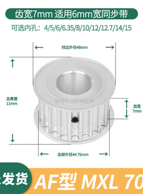 同步轮MXL70齿A齿宽7内孔5/6/6.35/8/10/12MXL60伺服电机同步带轮